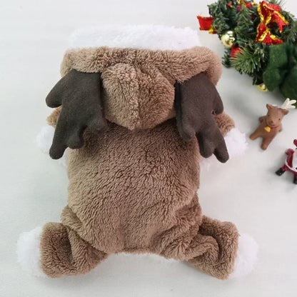 Christmas Reindeer Pet Hoodie – Warm Winter Costume