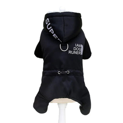 Thickened Waterproof Dog Winter Jumpsuit – Warm Hooded Coat for Small & Medium Dogs