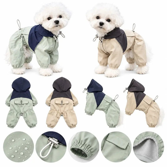 Waterproof Hooded Dog Jumpsuit – Full-Body Dust & Outdoor Protective Raincoat