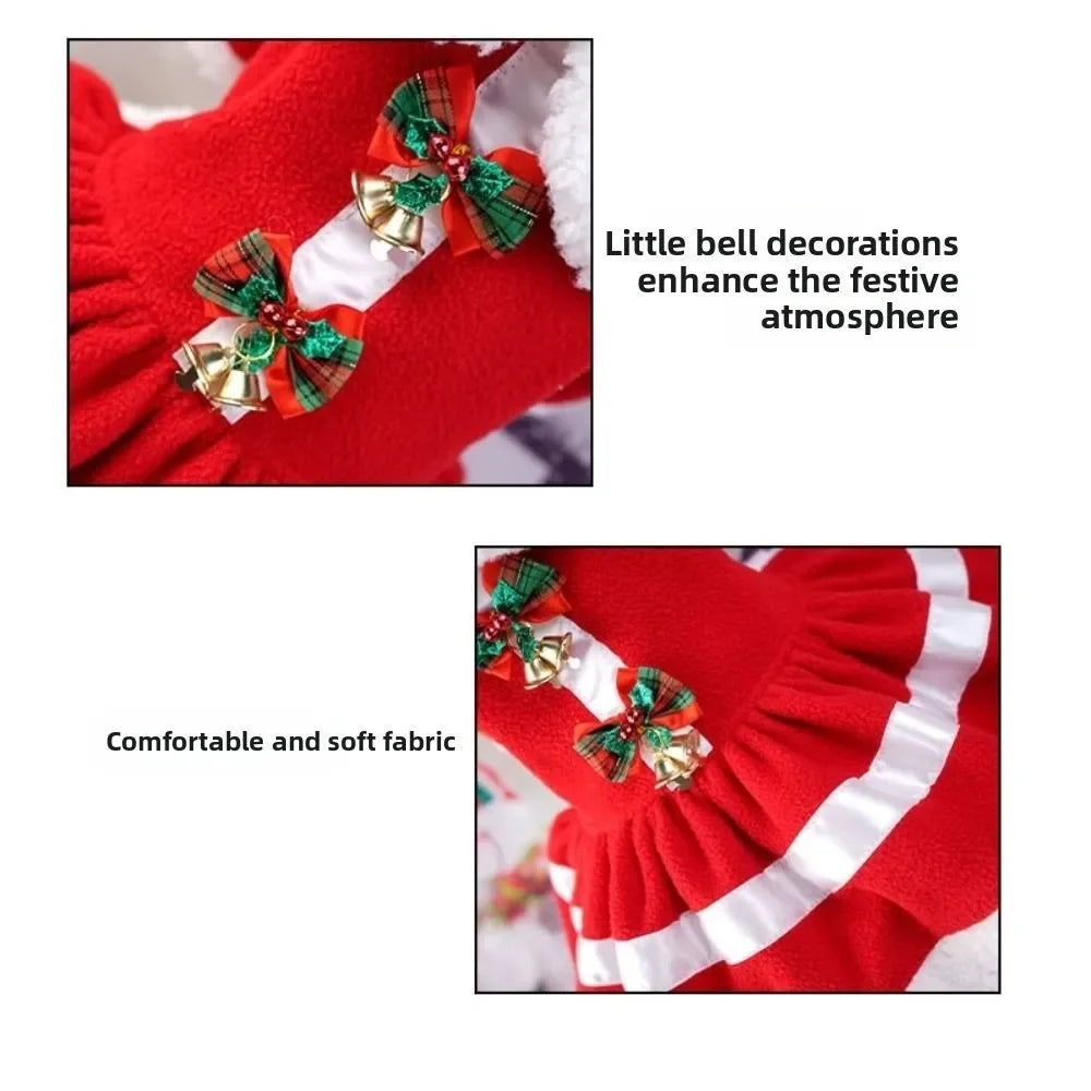 Cute Santa Christmas Pet Dress – Warm Holiday Costume