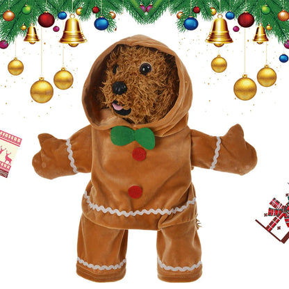 Gingerbread Man Pet Costume – Plush Christmas Outfit for Dogs & Cats