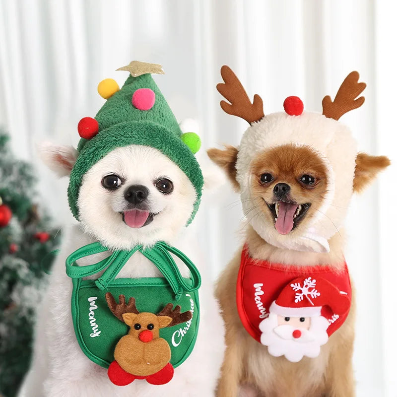 Funny Christmas Pet Hat & Bandana – Santa Cosplay Costume