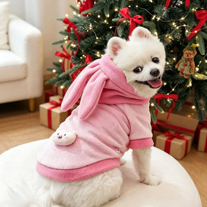 Cartoon Fleece Pet Hoodie – Warm Winter Clothes for Dogs & Cats