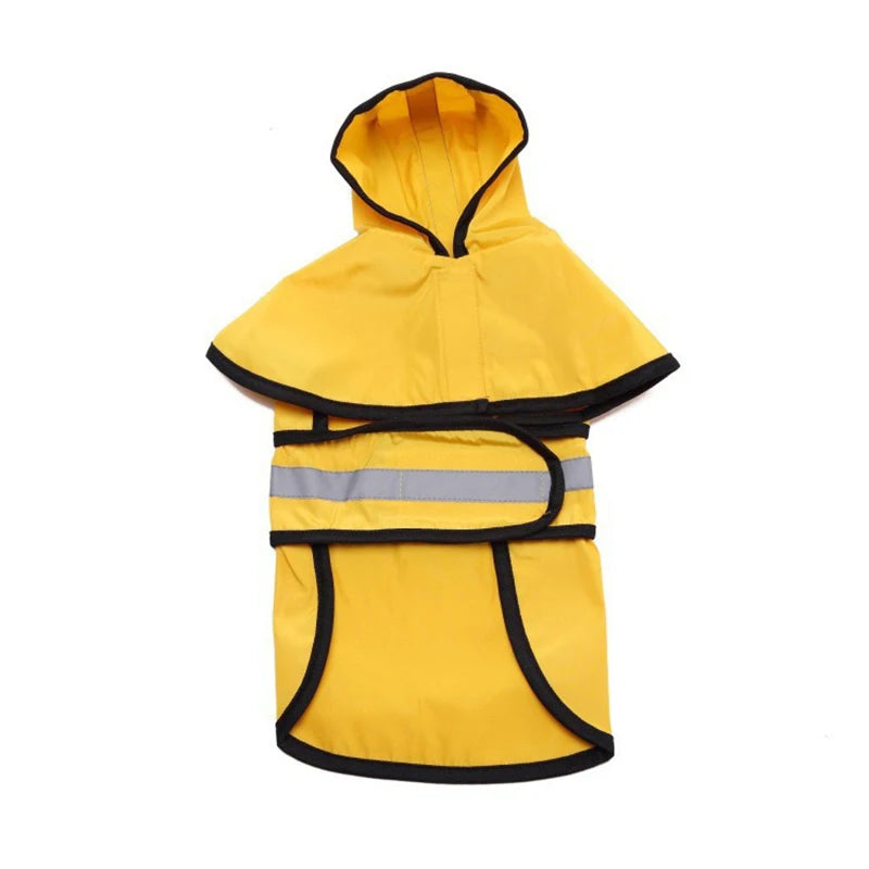 Striped Hooded Dog Rain Cape – Reflective Waterproof Outdoor Raincoat