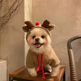 Christmas Reindeer Pet Sweater – Hooded Antler Costume for Dogs & Cats