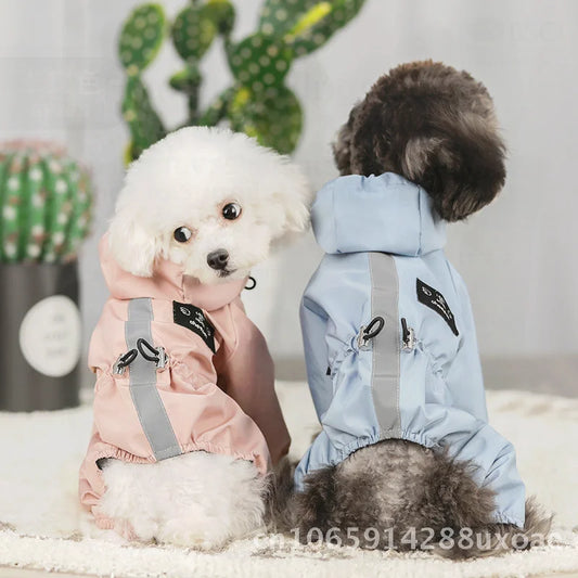 Reflective Softshell Pet Raincoat – Breathable Four-Leg Rain Jacket for Dogs & Cats