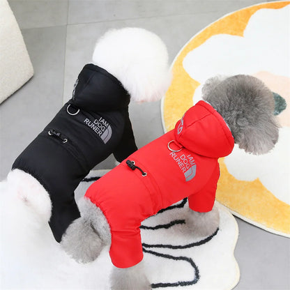 Thickened Waterproof Dog Winter Jumpsuit – Warm Sport Hoodie for Small Dogs