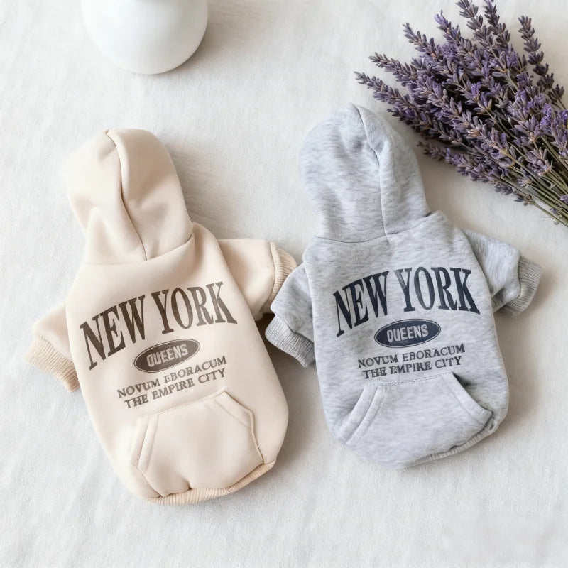 Letter Print Pet Hoodie – Soft Warm Pullover for Dogs & Cats