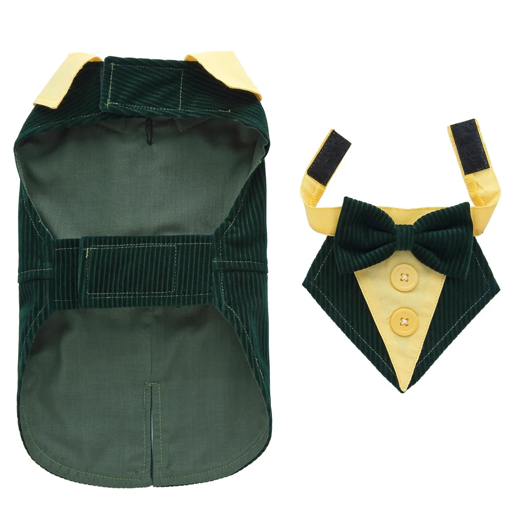 Formal Pet Tuxedo with Bow Tie – Wedding & Party Suit for Dogs & Cats