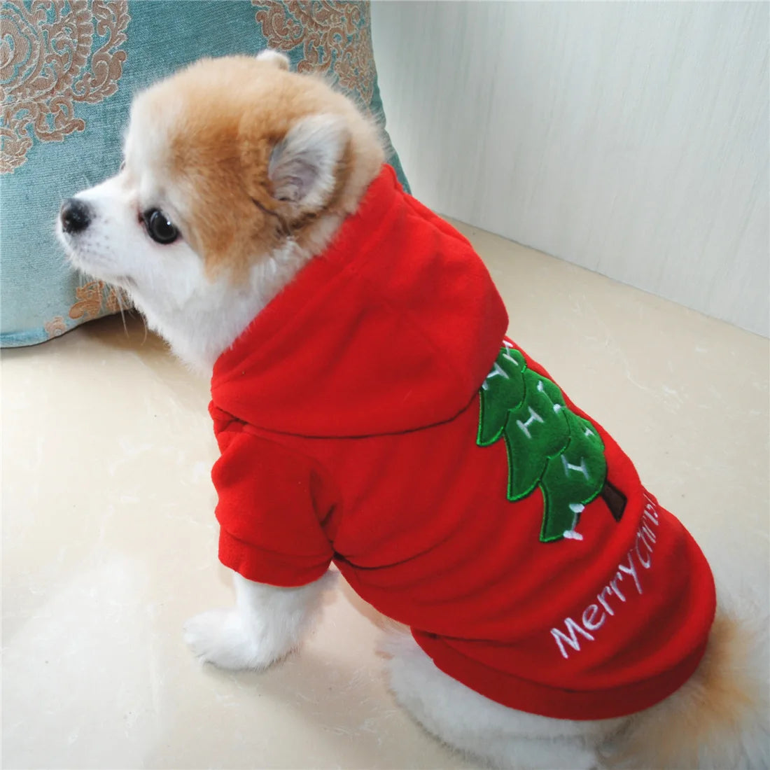 Christmas Fleece Pet Hoodie – Warm Holiday Sweater for Dogs & Cats