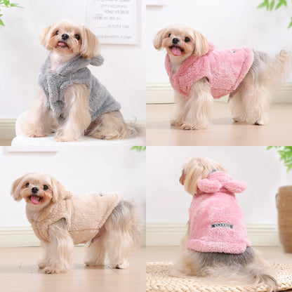 Rabbit Ear Fleece Pet Hoodie – Soft Plush Winter Coat for Dogs & Cats
