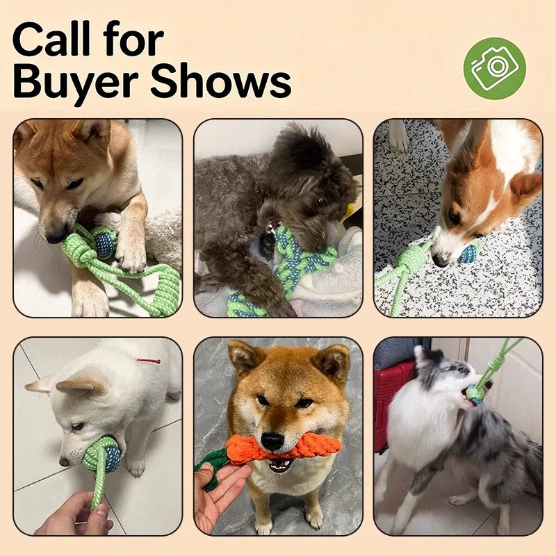 Interactive Cotton Rope Dog Ball – Dental Chew & Tug Toy