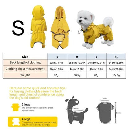 High-Visibility Waterproof Dog Raincoat – Adjustable Hooded Rain Jacket