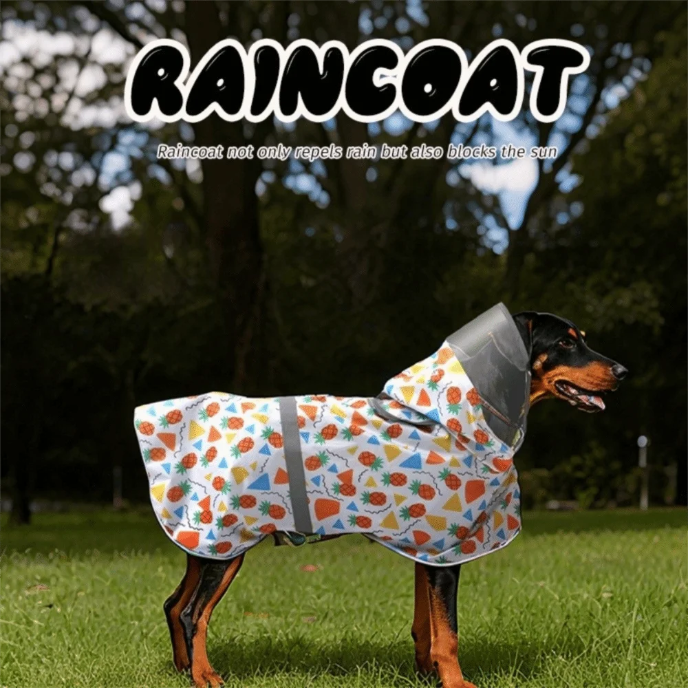Fruit Print Reflective Dog Raincoat – Waterproof Adjustable Hooded Rain Cloak