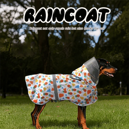 Fruit Print Reflective Dog Raincoat – Waterproof Adjustable Hooded Rain Cloak