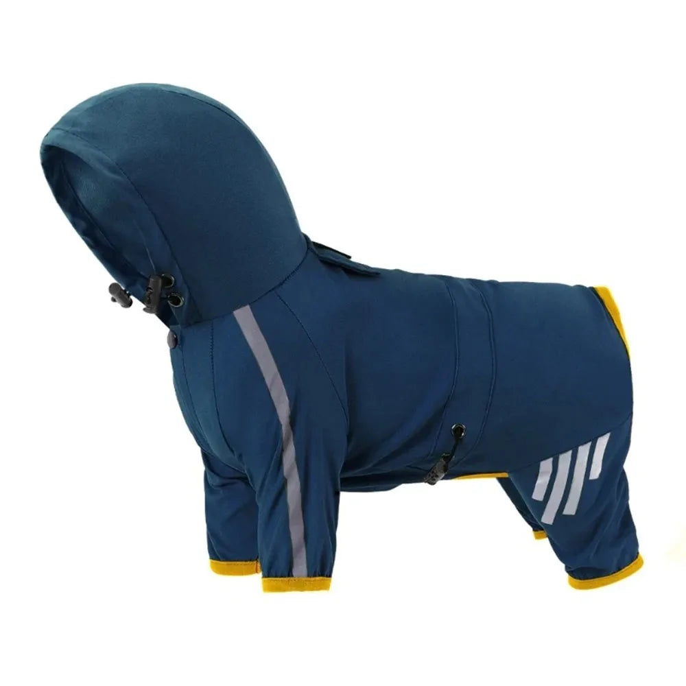 Lightweight Reflective Dog Rain Jacket – Waterproof Hooded Coat with Leash Hole