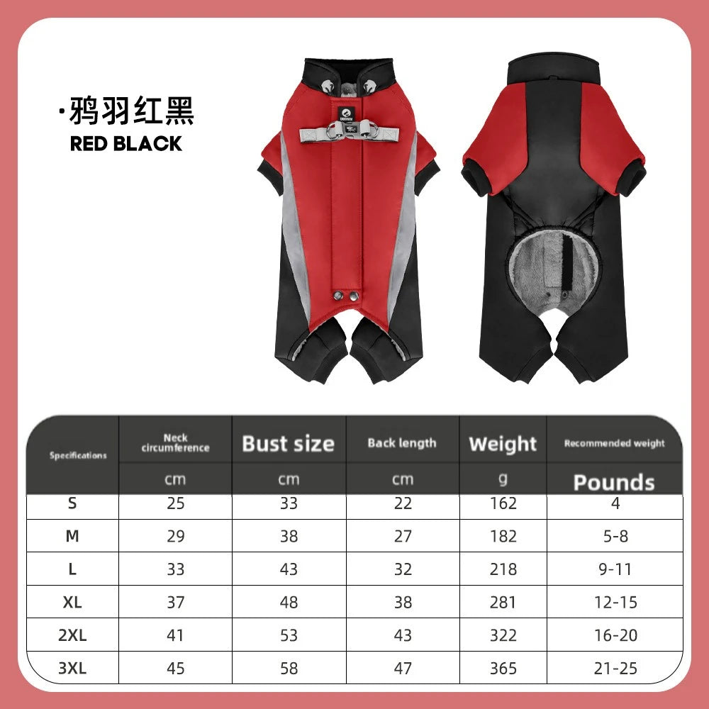 Arctic Velvet Lined Pet Winter Jumpsuit – Warm Reflective Waterproof Coat for Dogs