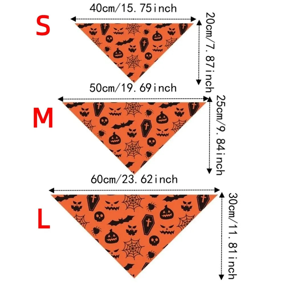 Cute Halloween Pet Bandana – Ghost & Pumpkin Print Scarf