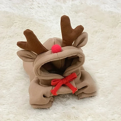 Christmas Reindeer Pet Sweater – Hooded Antler Costume for Dogs & Cats