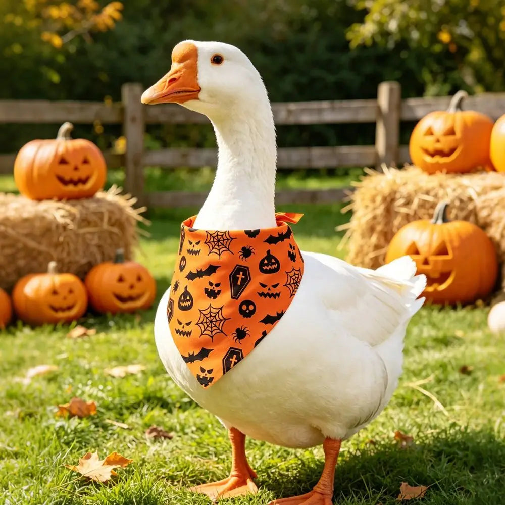 Cute Halloween Pet Bandana – Ghost & Pumpkin Print Scarf