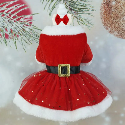 Cute Santa Christmas Pet Dress – Warm Holiday Costume