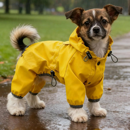 High-Visibility Waterproof Dog Raincoat – Adjustable Hooded Rain Jacket