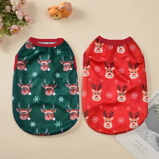 Christmas Cotton Pet Vest – Festive T-Shirt for Dogs & Cats