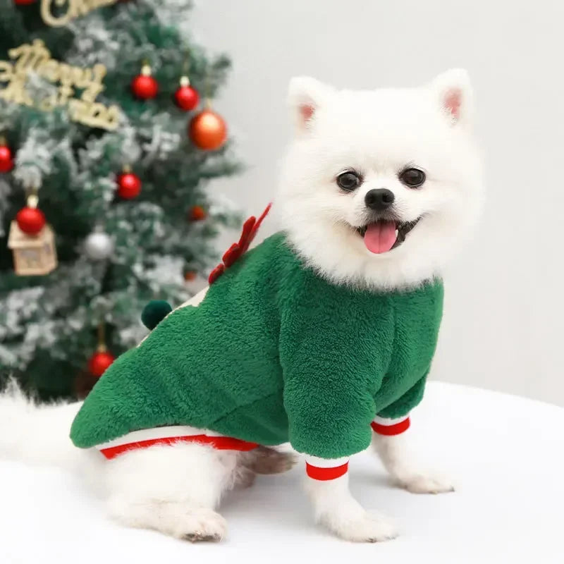 Christmas Reindeer Pet Hoodie – Warm Winter Costume
