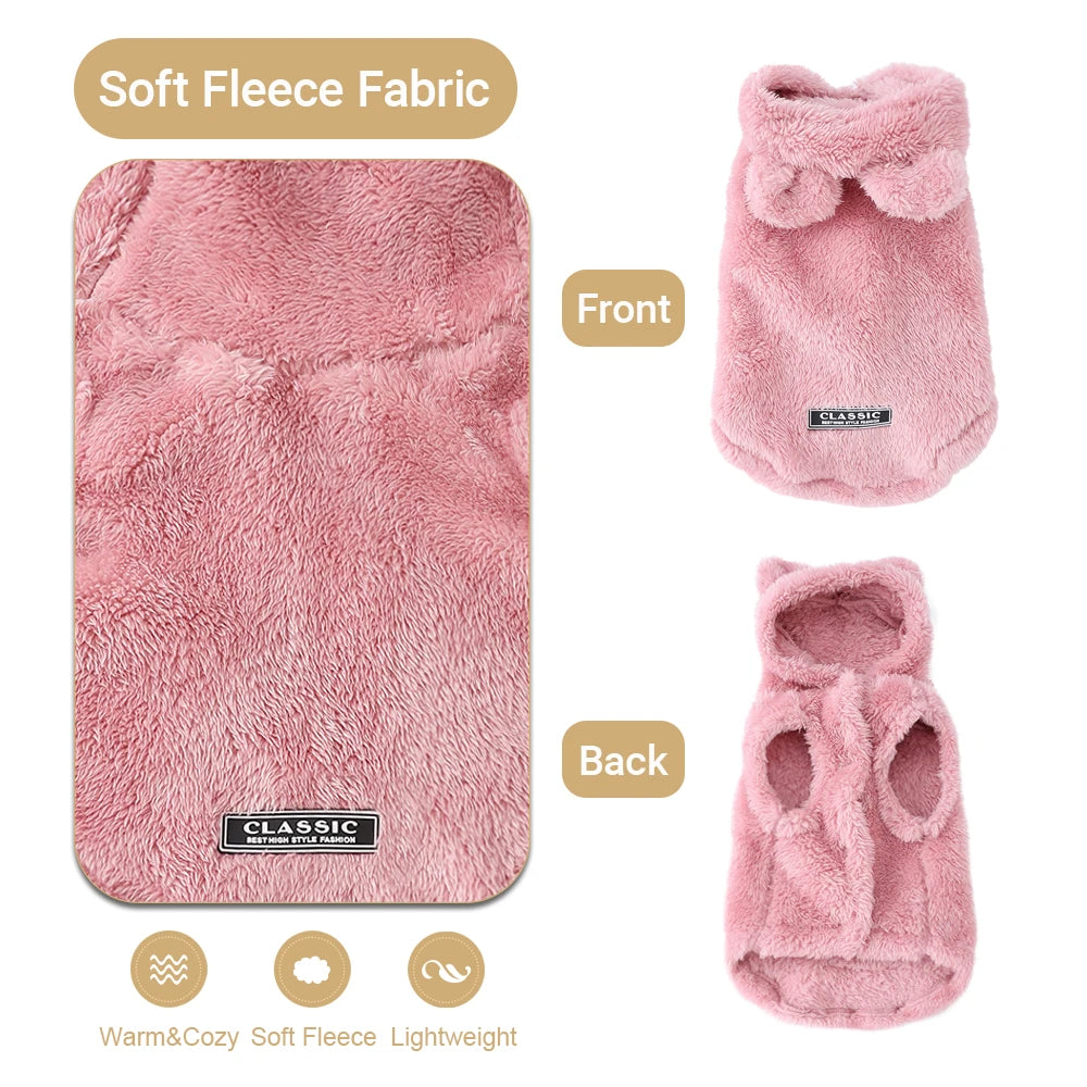 Rabbit Ear Fleece Pet Hoodie – Soft Plush Winter Coat for Dogs & Cats