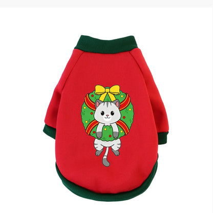 Christmas Cotton Pet Hoodie – Warm Winter Sweatshirt for Dogs & Cats