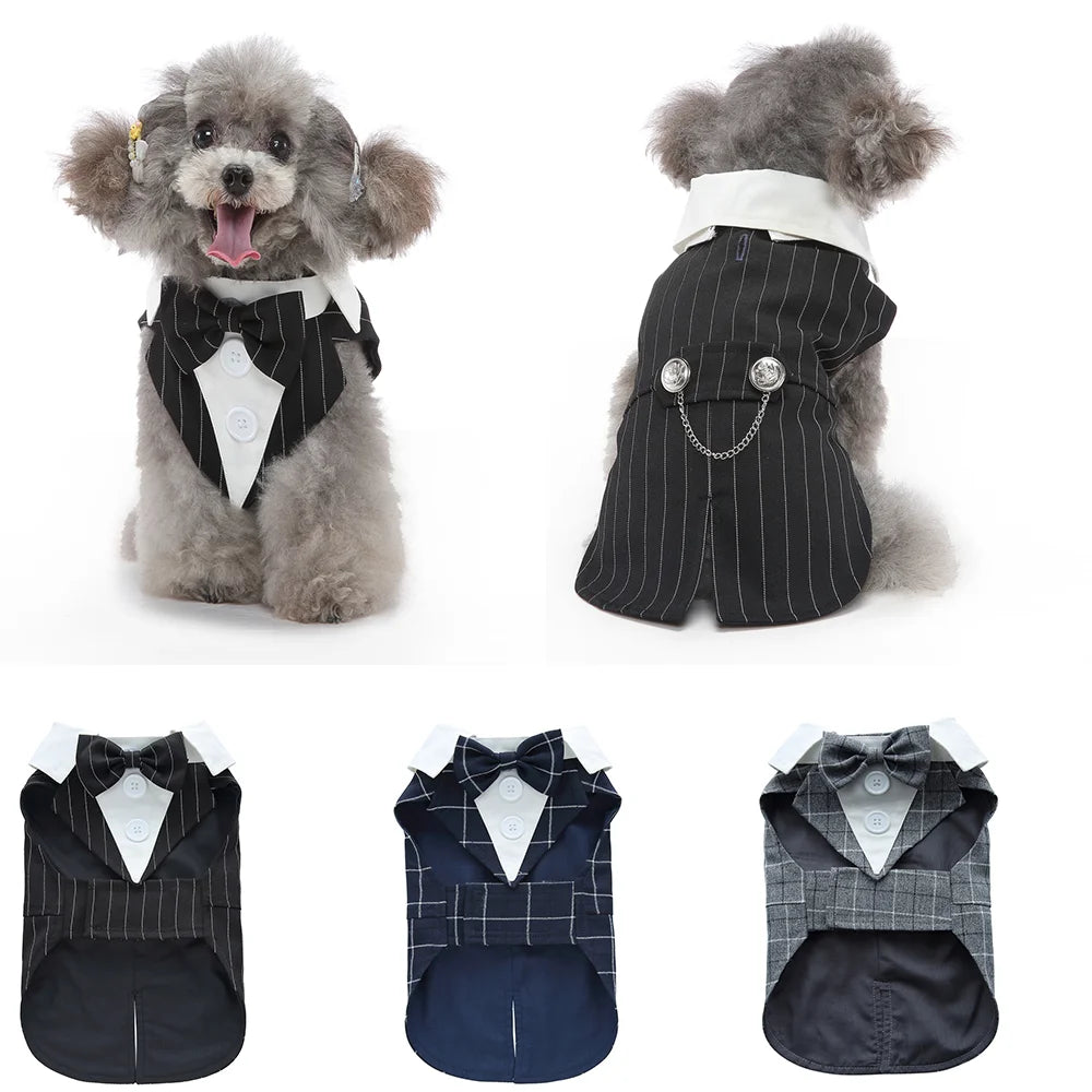Formal Pet Tuxedo with Bow Tie – Wedding & Party Suit for Dogs & Cats