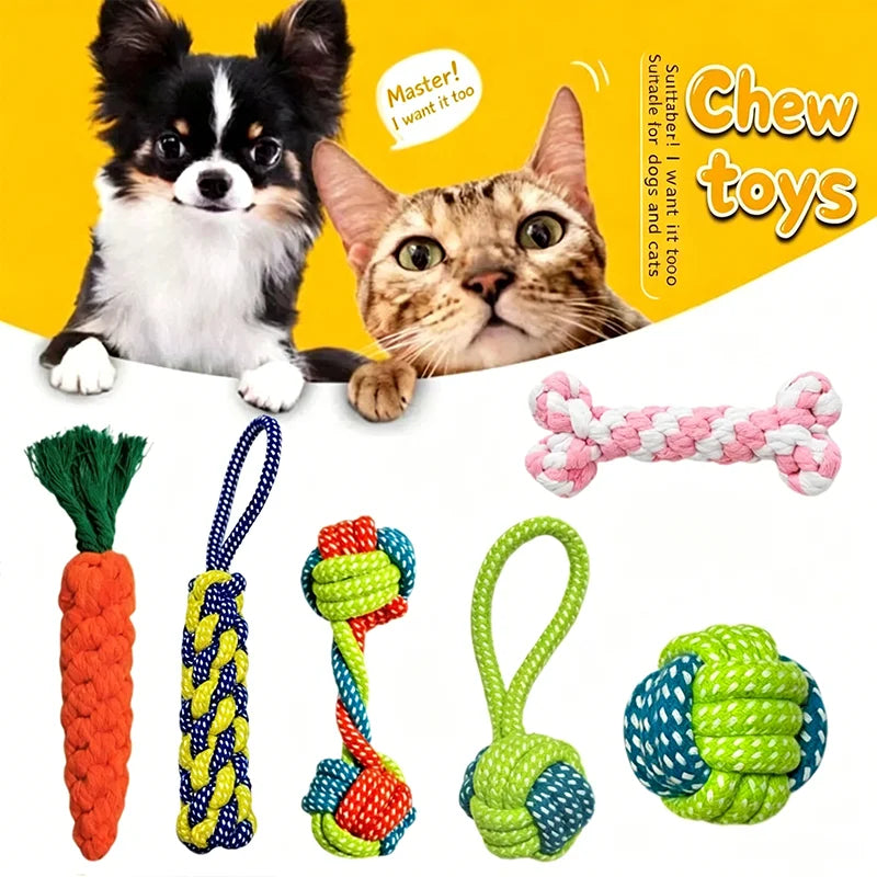 Interactive Cotton Rope Dog Ball – Dental Chew & Tug Toy