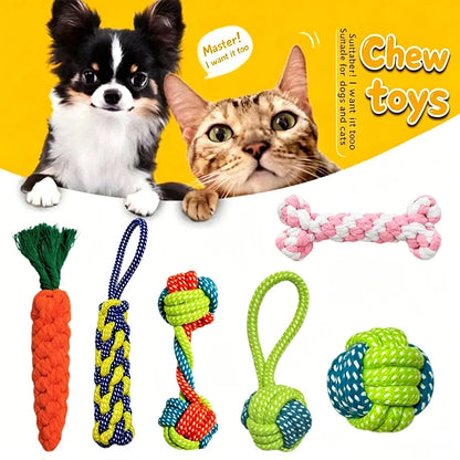 Interactive Cotton Rope Dog Ball – Dental Chew & Tug Toy