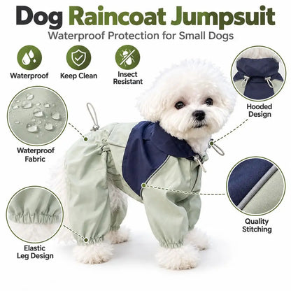 Waterproof Hooded Dog Jumpsuit – Full-Body Dust & Outdoor Protective Raincoat