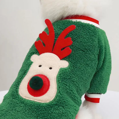 Christmas Reindeer Pet Hoodie – Warm Winter Costume
