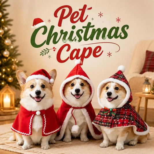 Plush Christmas Pet Cape – Adjustable Red Holiday Cloak for Dogs & Cats