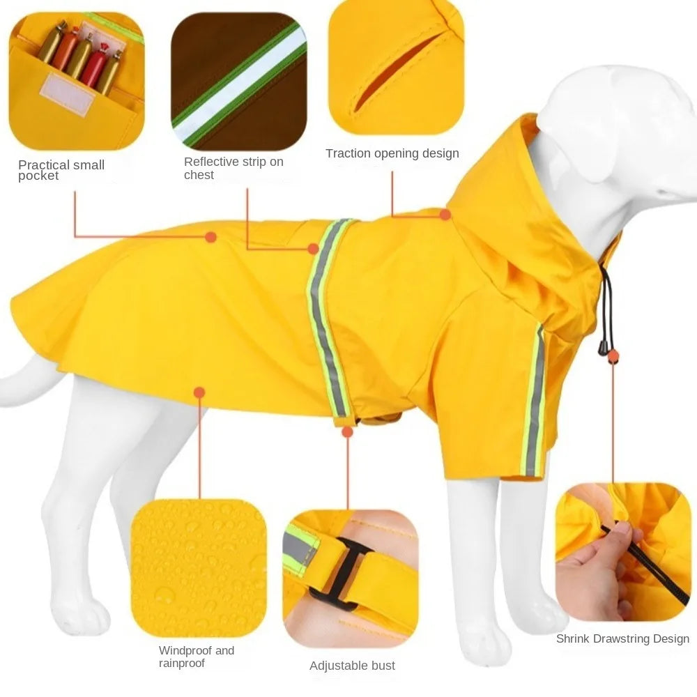 Waterproof Reflective Pet Rain Jacket – Adjustable High-Visibility Raincoat for Dogs & Cats