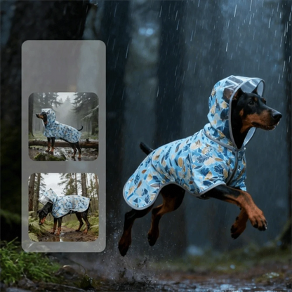Fruit Print Reflective Dog Raincoat – Waterproof Adjustable Hooded Rain Cloak
