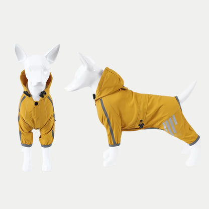 PU Waterproof Pet Raincoat – Reflective Hooded Jacket for Dogs & Cats