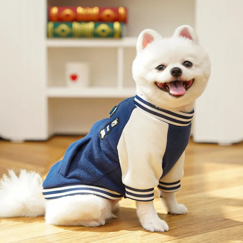 Bear Baseball Pet Jacket – Cozy Sporty Winter Coat for Dogs & Cats