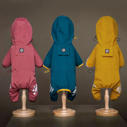 PU Waterproof Pet Raincoat – Reflective Hooded Jacket for Dogs & Cats