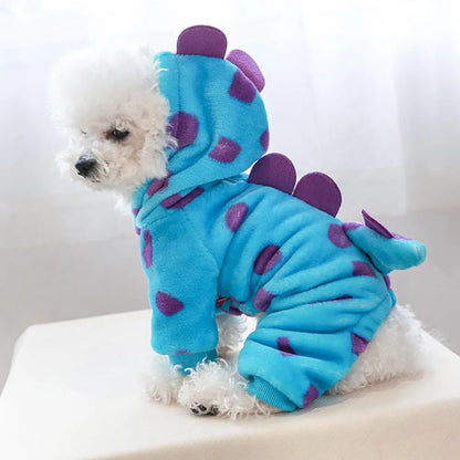 Dinosaur Fleece Pet Hoodie – Warm Halloween Costume for Dogs & Cats