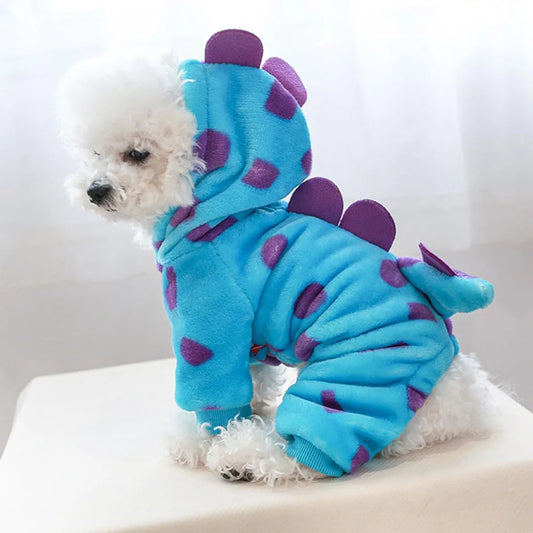Dinosaur Fleece Pet Hoodie – Warm Halloween Costume for Dogs & Cats