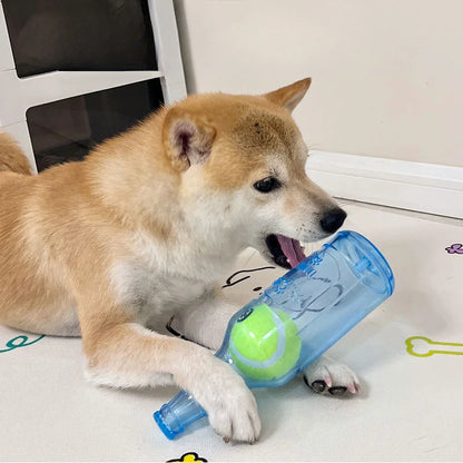 Beer Bottle Dog Chew Toy with Tennis Ball – Squeaky Interactive Dental Toy
