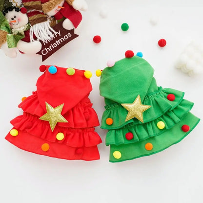Colorful Christmas Tree Pet Cloak – Festive Santa Cape for Dogs & Cats