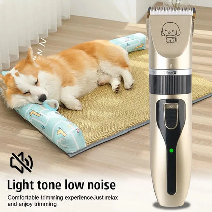 Professional USB Rechargeable Dog Hair Clippers – Silent 4-in-1 Pet Grooming Kit