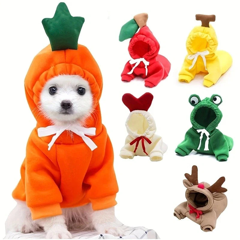 Cute Fruit Fleece Pet Hoodie – Warm Winter Coat for Dogs & Cats