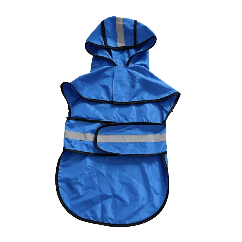 Striped Hooded Dog Rain Cape – Reflective Waterproof Outdoor Raincoat