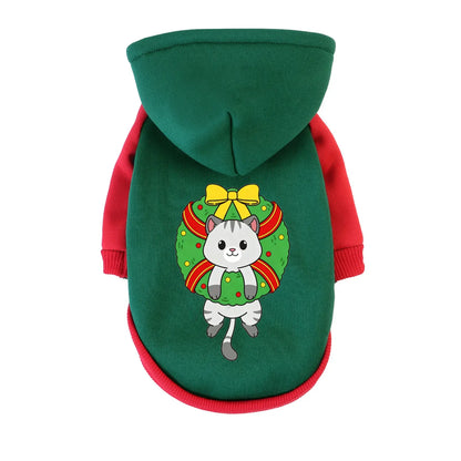 Christmas Cotton Pet Hoodie – Warm Winter Sweatshirt for Dogs & Cats