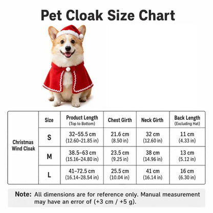 Plush Christmas Pet Cape – Adjustable Red Holiday Cloak for Dogs & Cats